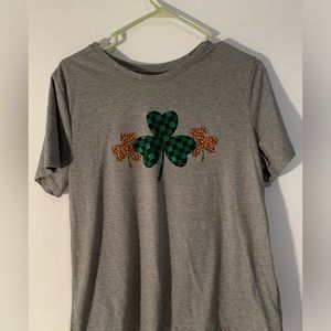 Celebrate! Women’s Large St. Patrick’s Day T-shirt Green/Leopard Print